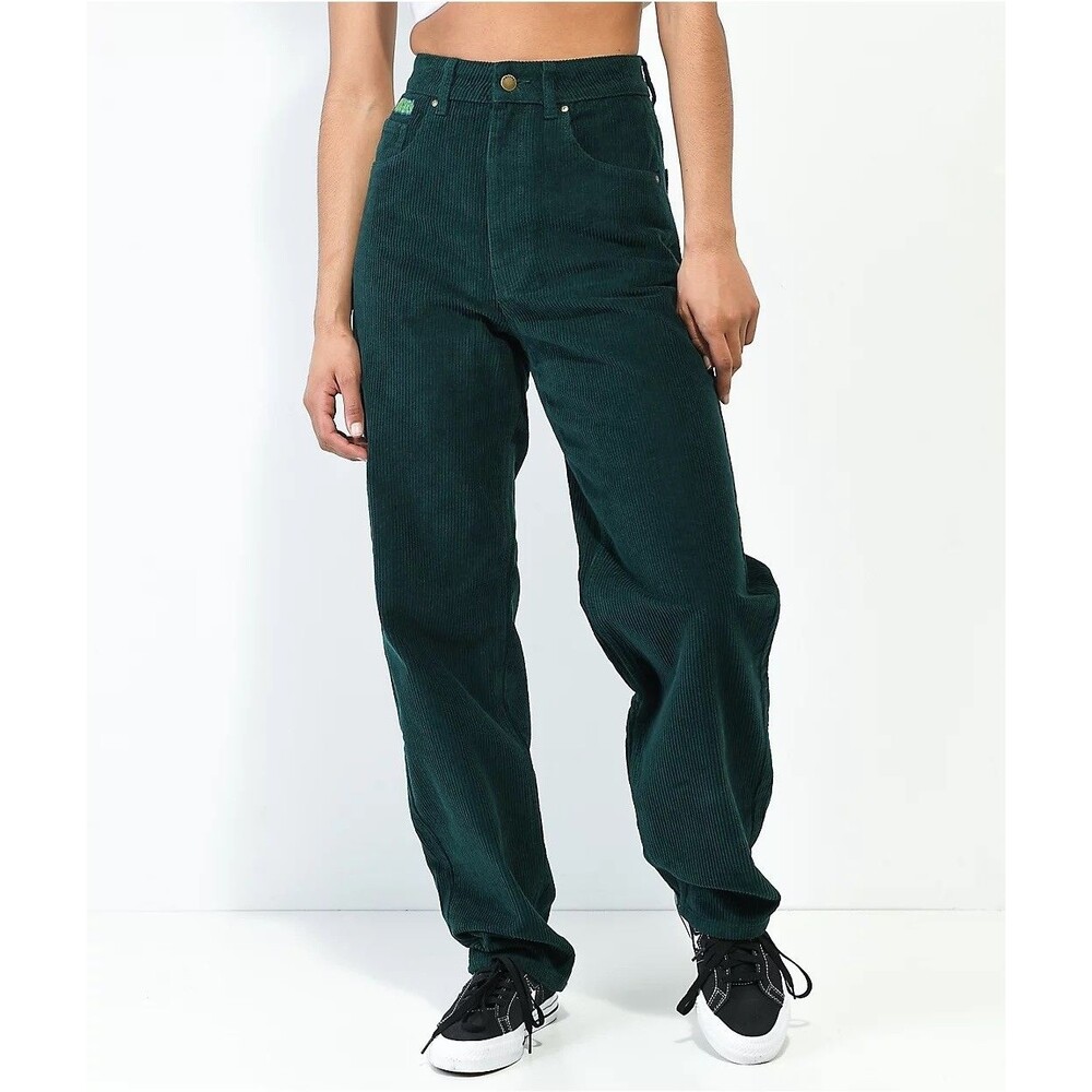 EMPYRE Tori 90s Y2K Ponderosa Green Corduroy Skate Pants Baggy Streetwear Size 6 - Picture 4 of 8